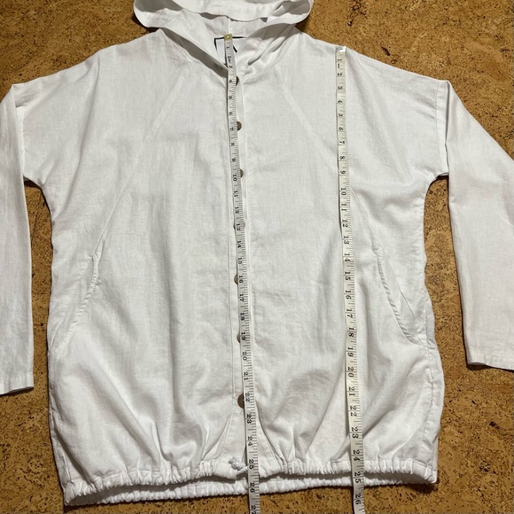 Adeptt 100% Linen Button Down Hooded Lightweight Cardigan Jacket In White Sz S - Picture 9 of 11
